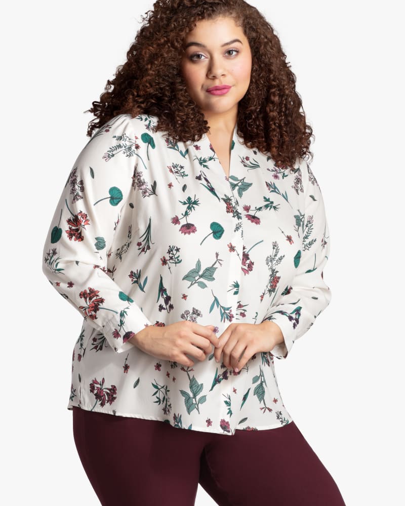 Front of plus size Pippa Hidden Button-Down Blouse by Ryan Wylde | Dia&Co | dia_product_style_image_id:115647